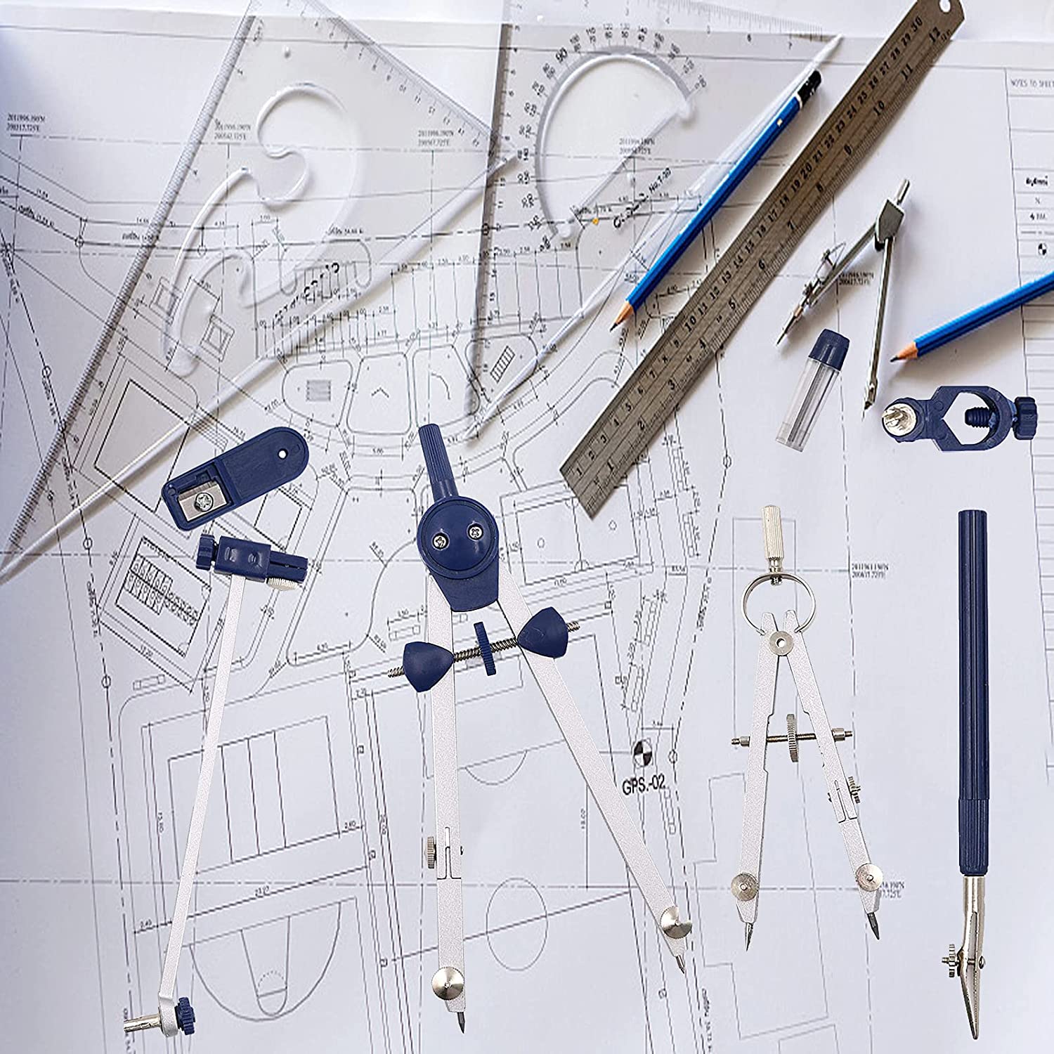 Math Geometry Set With Compass - Compas de traçage A46M-9Pc pour ensemble