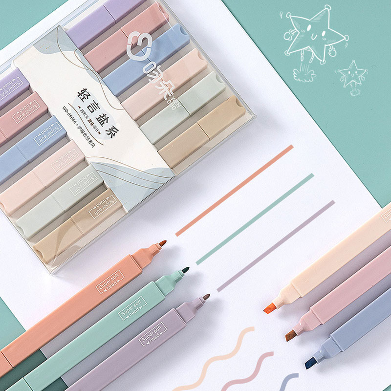 Pastel Highlighter Set Double Ended - Ensemble de stylos surligneurs Double face,