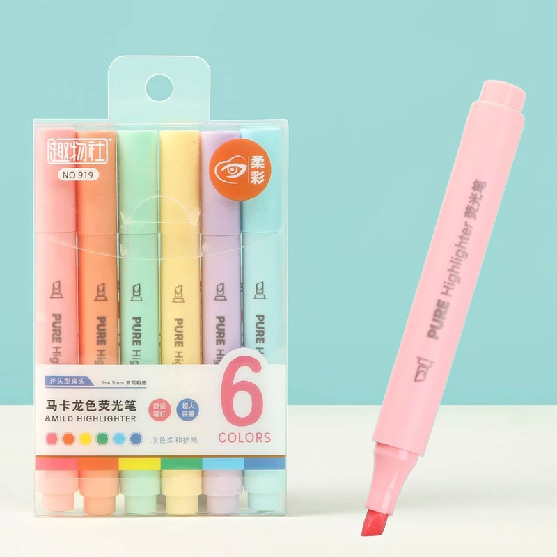 Pastel Highlighter Set Double Ended - Stylos surligneurs Macaron de couleur Pastel,